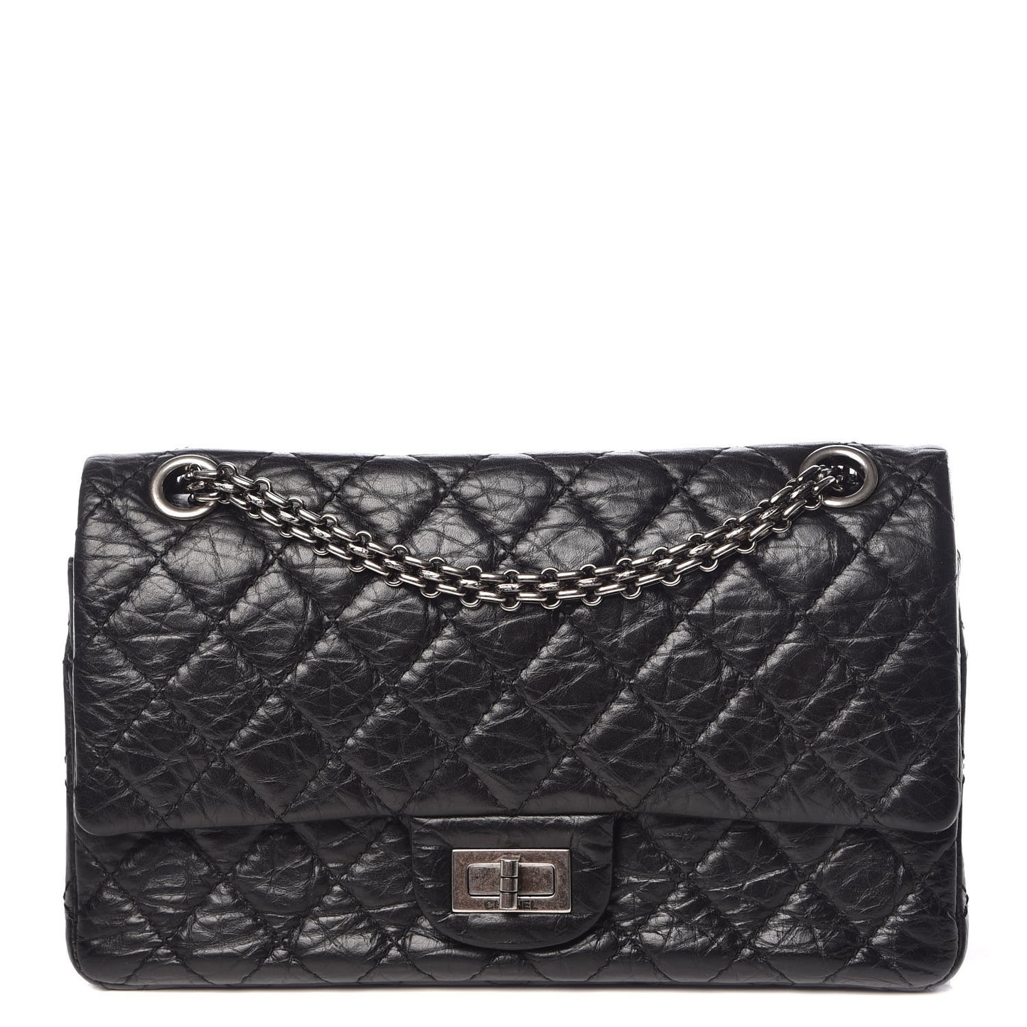 Aged Calfskin Quilted 2.55 Reissue 225 Flap Black