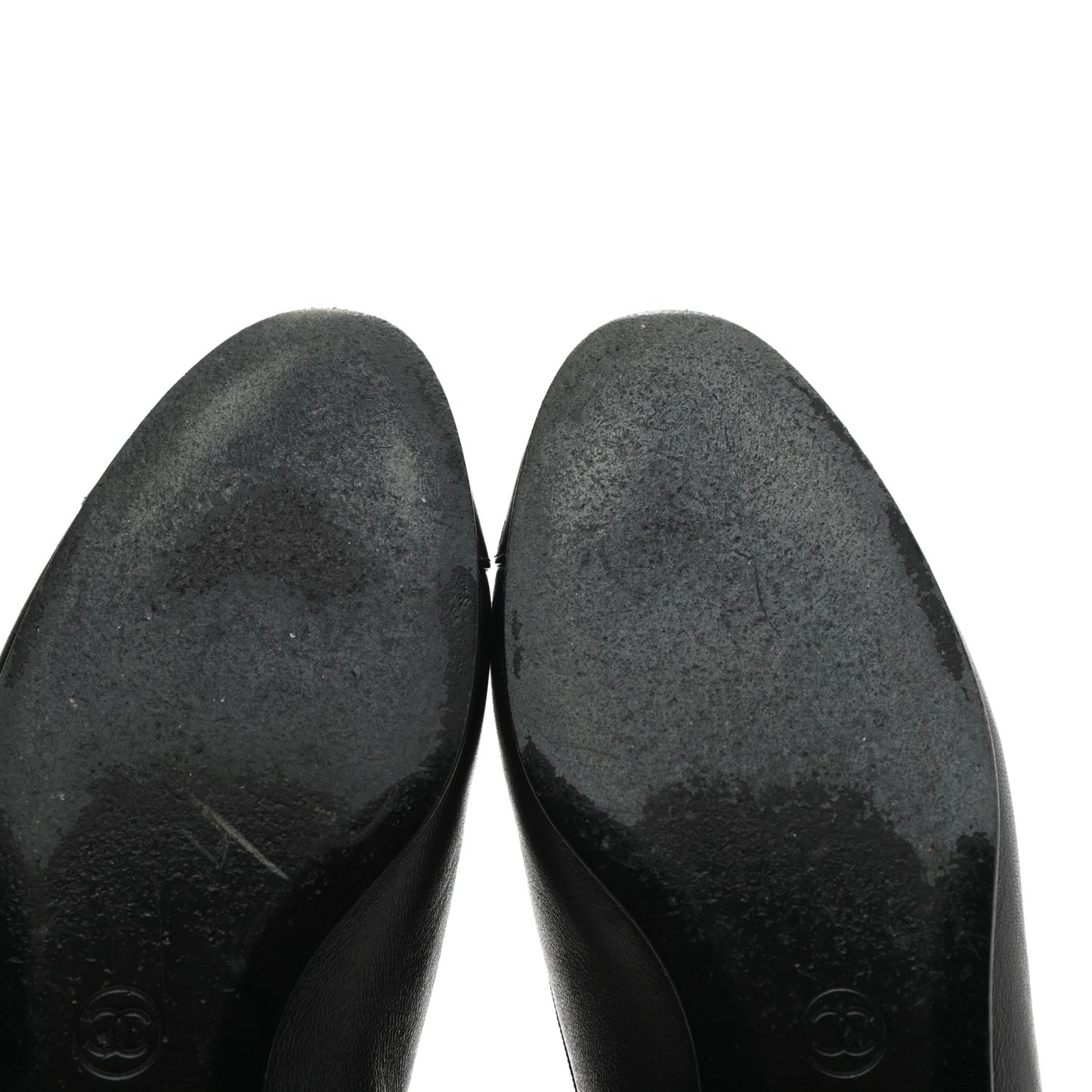 Lambskin Patent Cap Toe Ballerina Flats 38 Black