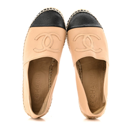 Chanel Lambskin CC Espadrilles 36 Beige Black 2 of 14