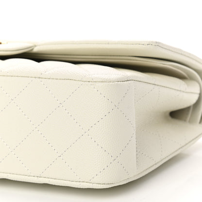 Chanel Caviar Quilted Medium Double Flap White 10 of 12