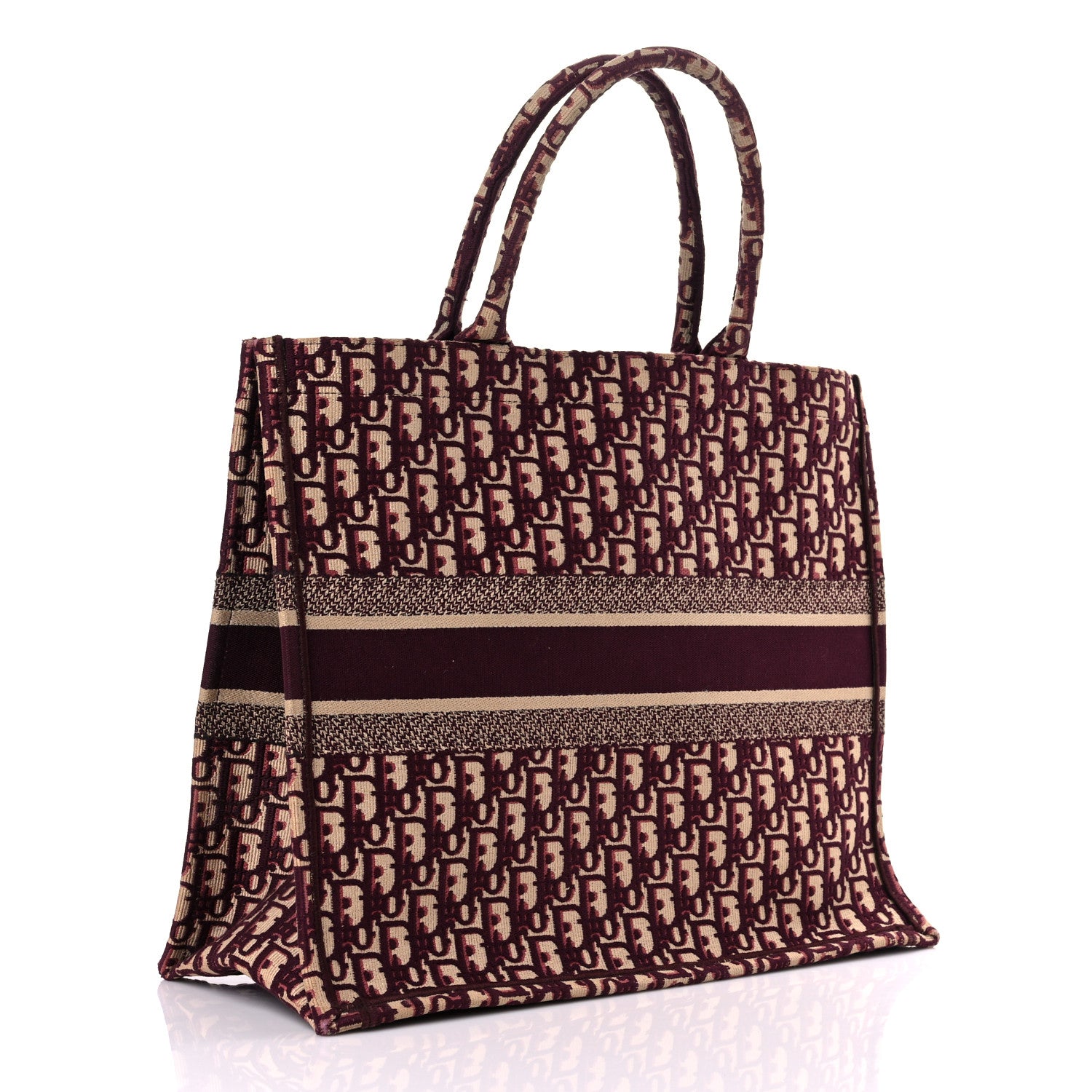 Christian Dior Oblique Large Book Tote Burgundy Multicolor 3 of 14