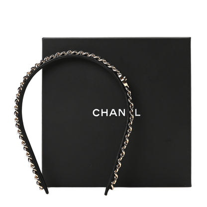 Chanel Metal Lambskin CC Turnlock Chain Headband Gold Black 4 of 4