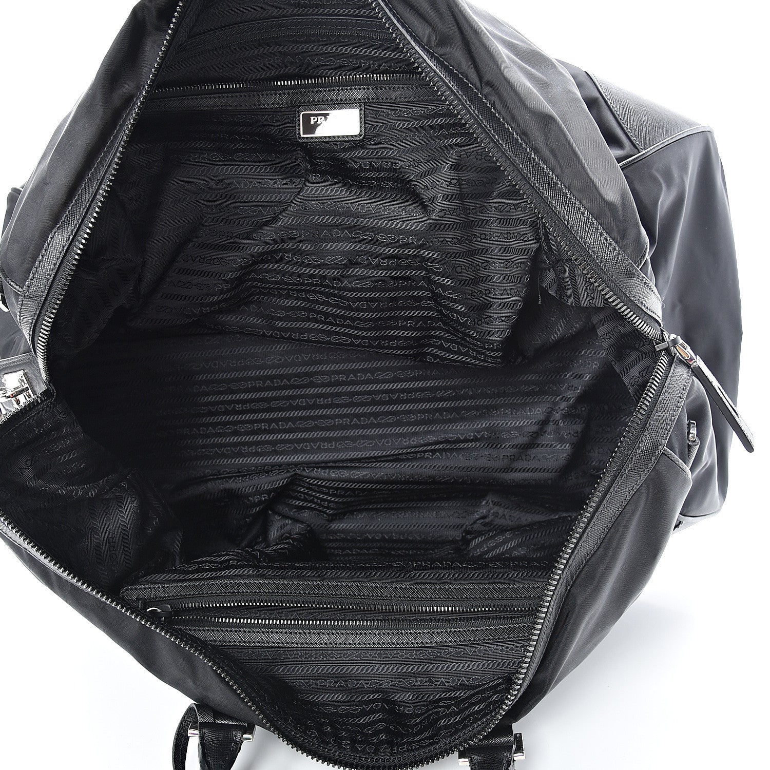 Prada Tessuto Nylon Saffiano Duffle Bag Black 4 of 11
