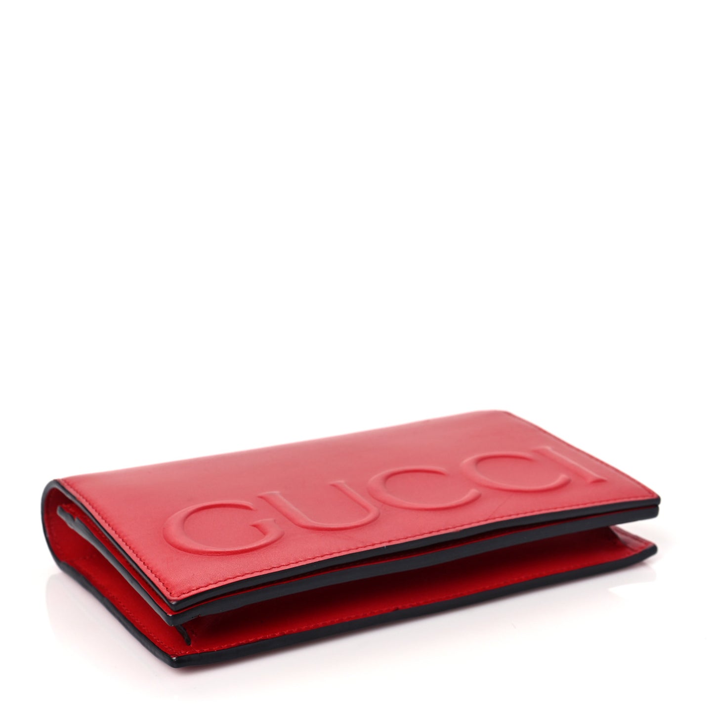Calfskin XL Embossed Chain Wallet Red
