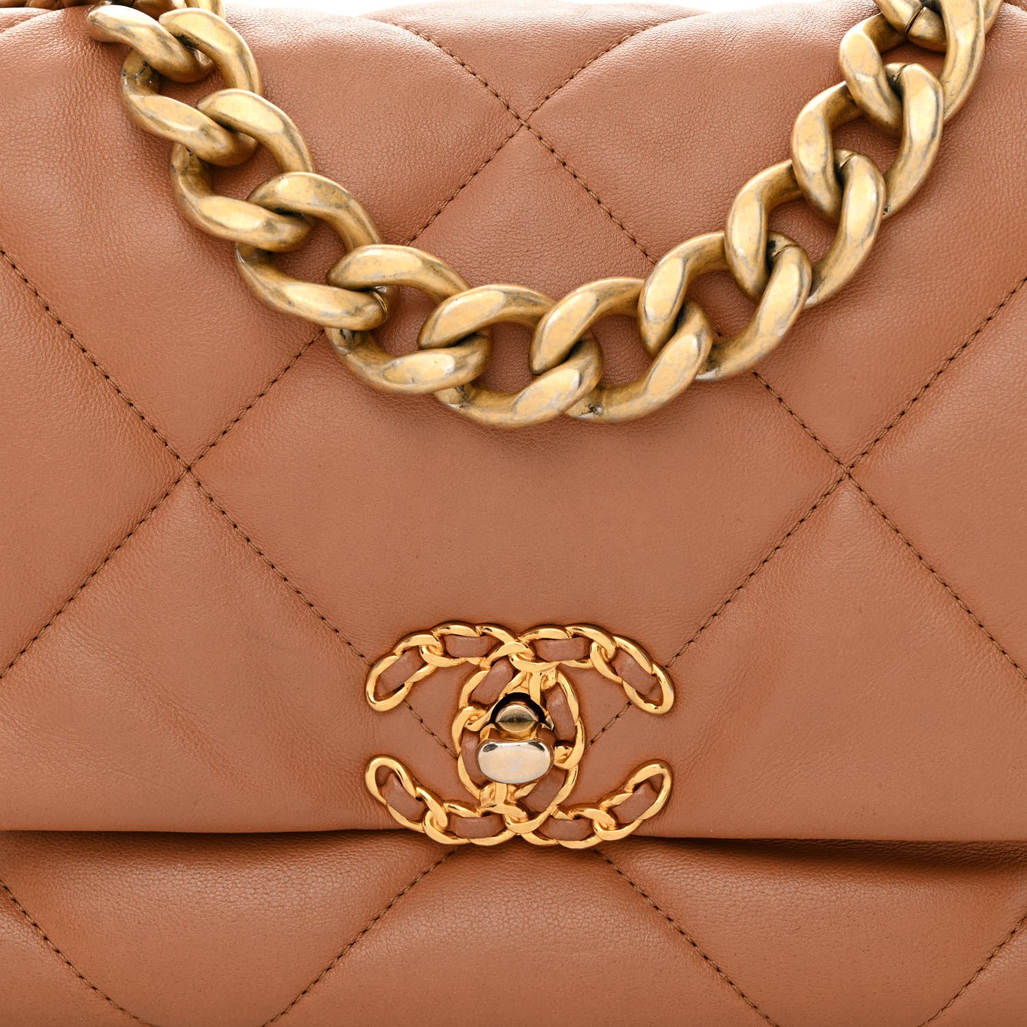 Chanel Lambskin Quilted Large Chanel 19 Flap Brown 8 of 10