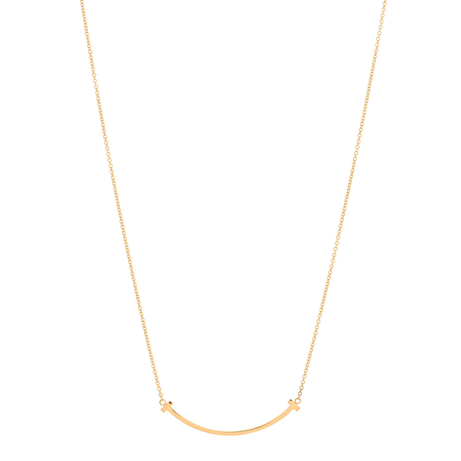 Tiffany 18K Rose Gold Small T Smile Pendant Necklace 1 of 3