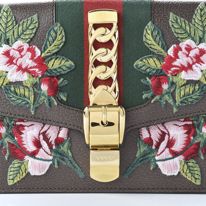 Gucci Calfskin Embroidered Sylvie Belt Bag 95 34 Brown 10 of 10