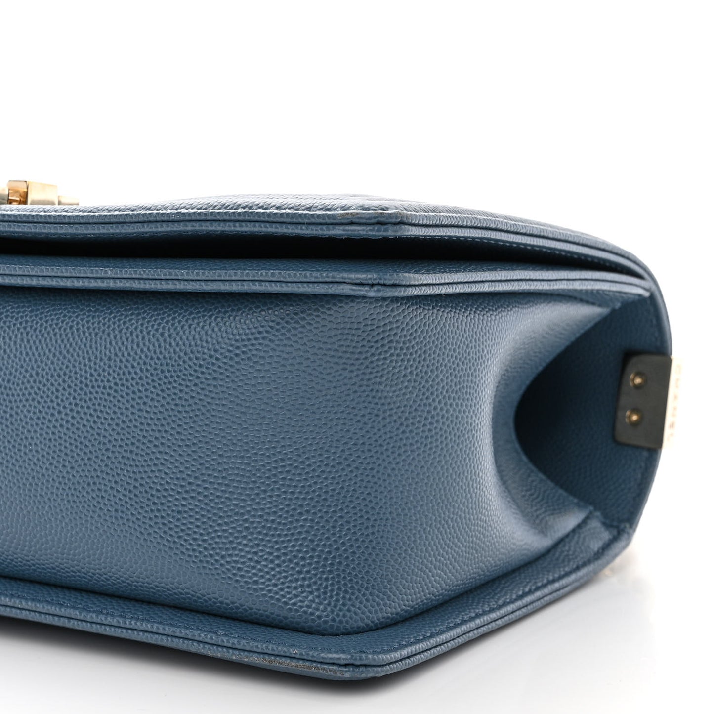 Caviar Chevron Quilted Medium Boy Flap Blue