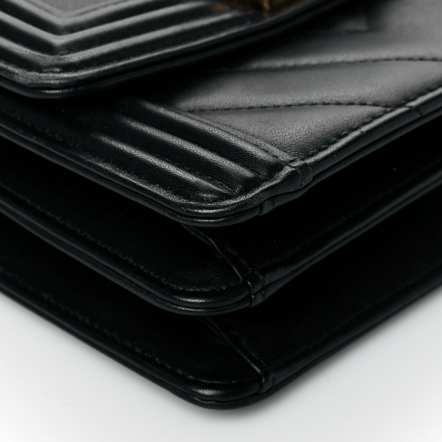 Chanel Calfskin Chrevron Quilted North South Boy Flap Black 9 of 10