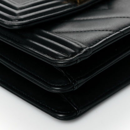 Chanel Calfskin Chrevron Quilted North South Boy Flap Black 9 of 10