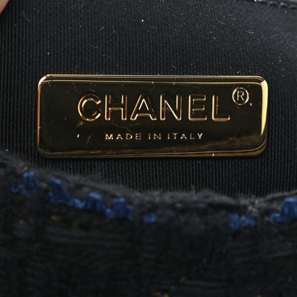 Chanel Tweed Quilted Large Chanel 19 Flap Black Navy Gold 6 of 9