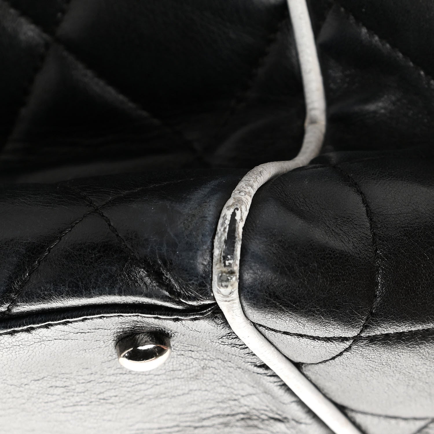 Chanel Lambskin Quilted Tote Black White 9 of 17
