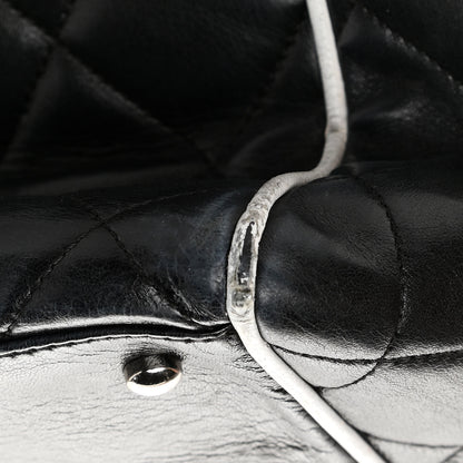 Chanel Lambskin Quilted Tote Black White 9 of 17