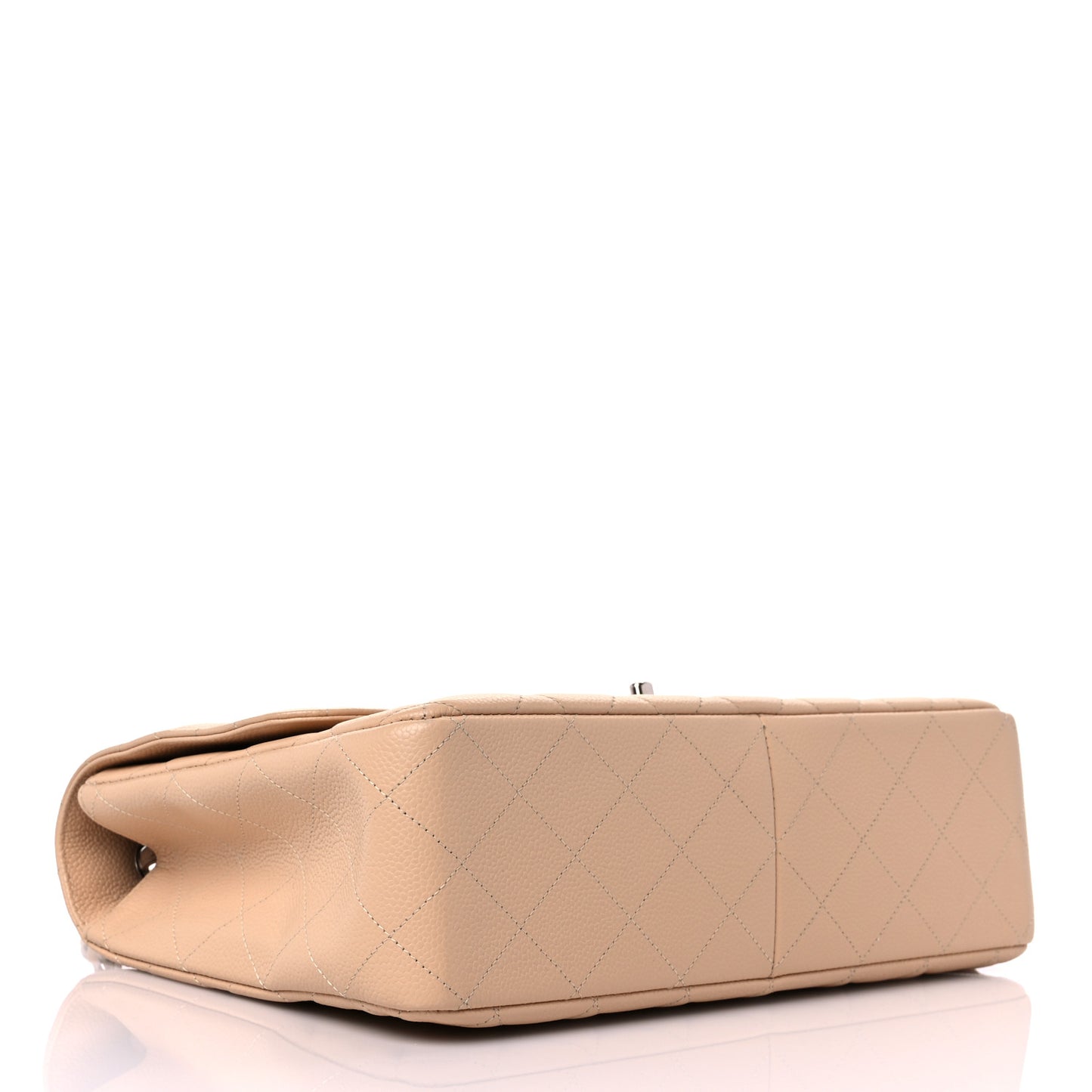 Caviar Quilted Jumbo Single Flap Beige