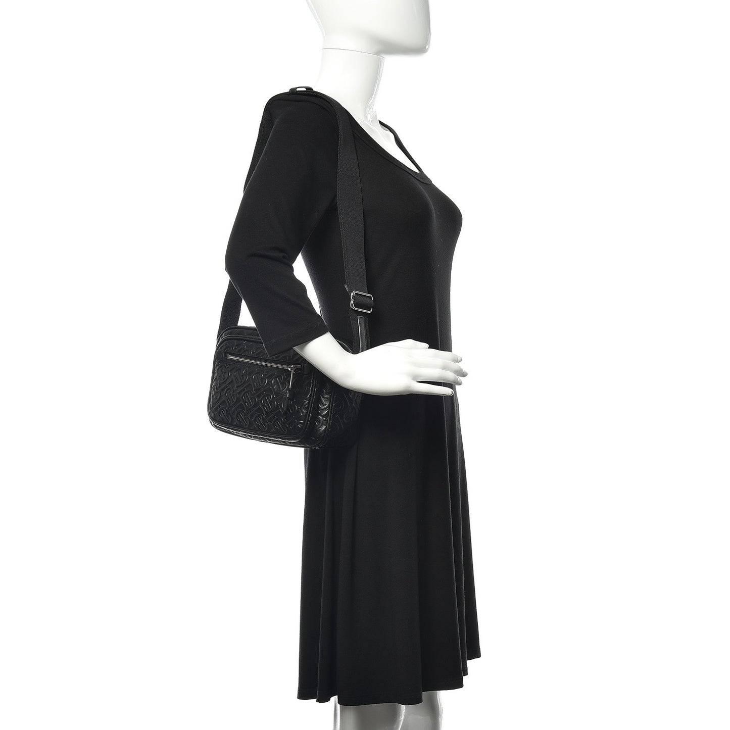 Calfskin Embossed Monogram Small Camera Bag Black