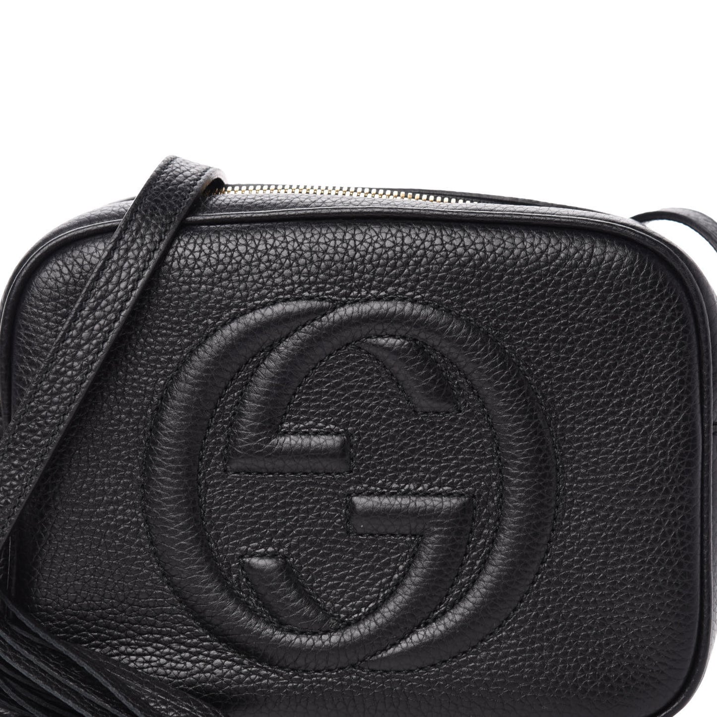 Pebbled Calfskin Small Soho Disco Bag Black