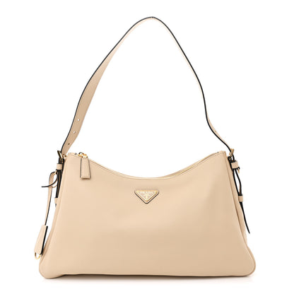 Prada Soft Calfskin Large Aimée Shoulder Bag Travertine 1 of 11