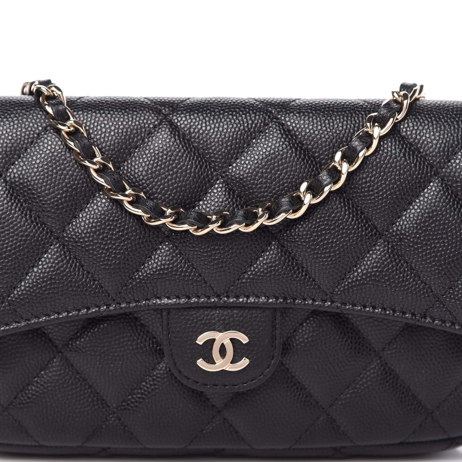 Chanel Caviar Quilted Flap Phone Holder With Chain Black 11 of 12