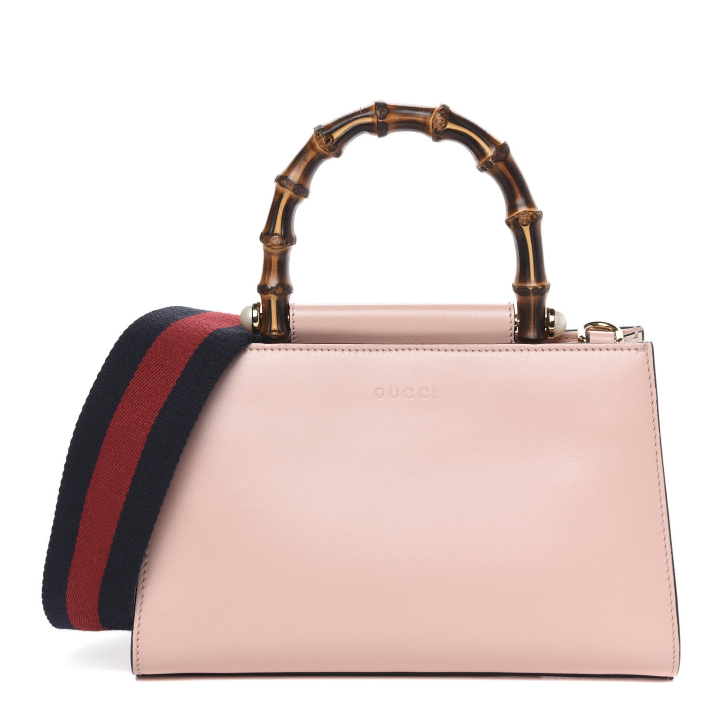 Nappa Bamboo Web Mini Nymphaea Top Handle Bag Perfect Pink Mystic White