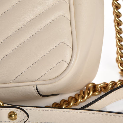 Gucci Calfskin Matelasse Medium GG Marmont Chain Shoulder Bag Mystic White 11 of 11