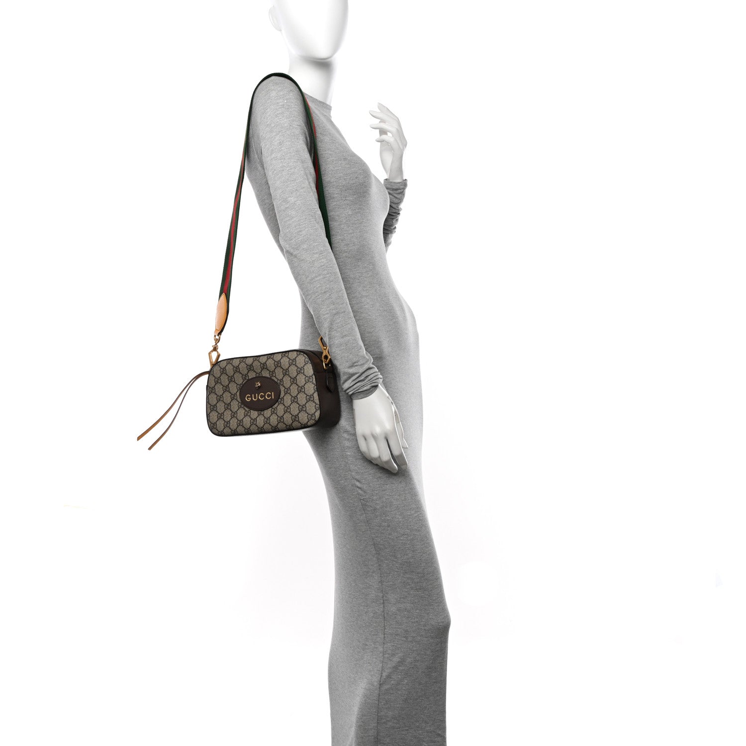 Gucci GG Supreme Monogram Web Neo Vintage Shoulder Bag Beige New Acero Crop 2 of 11