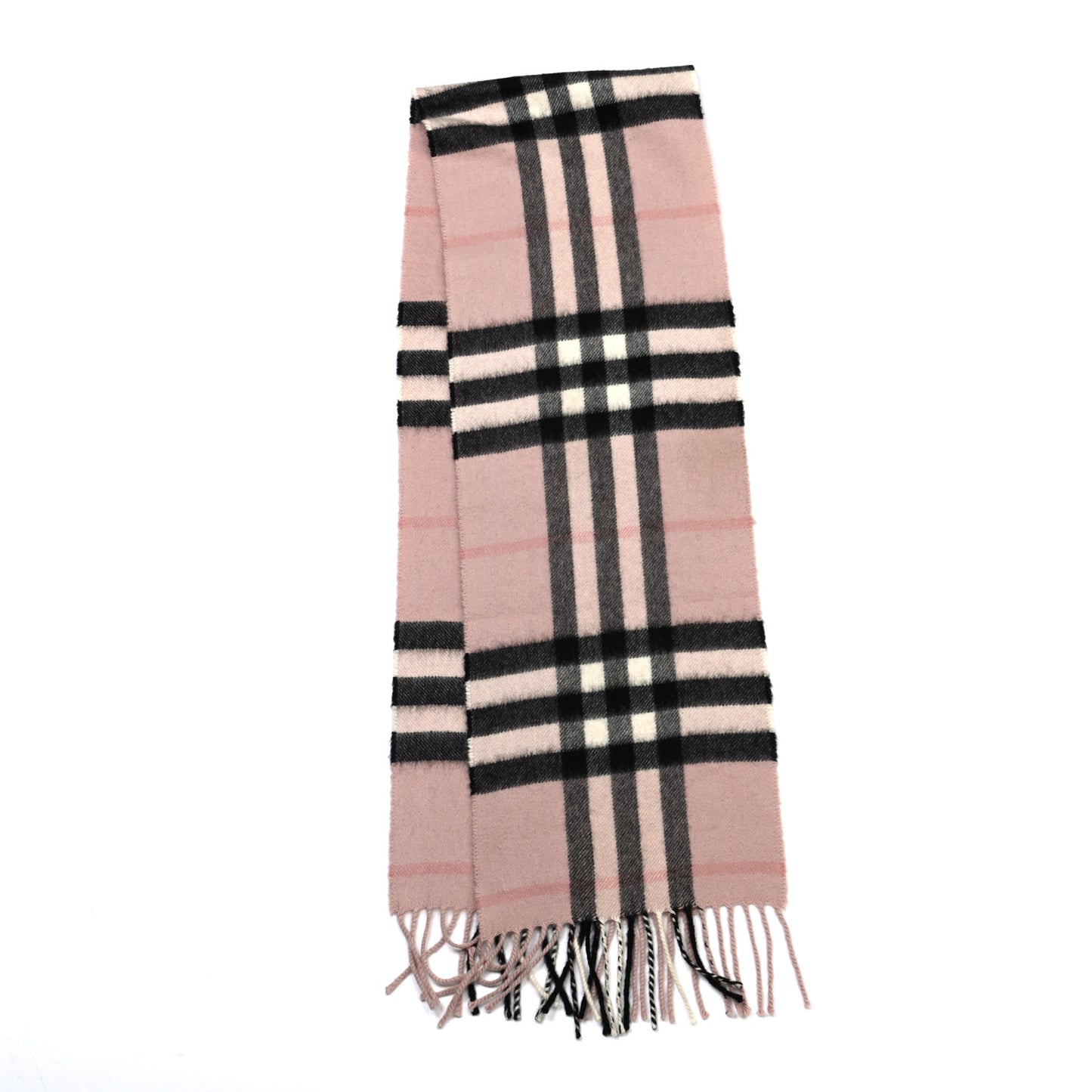 Cashmere Giant Heritage Check Fringe Scarf Ash Rose
