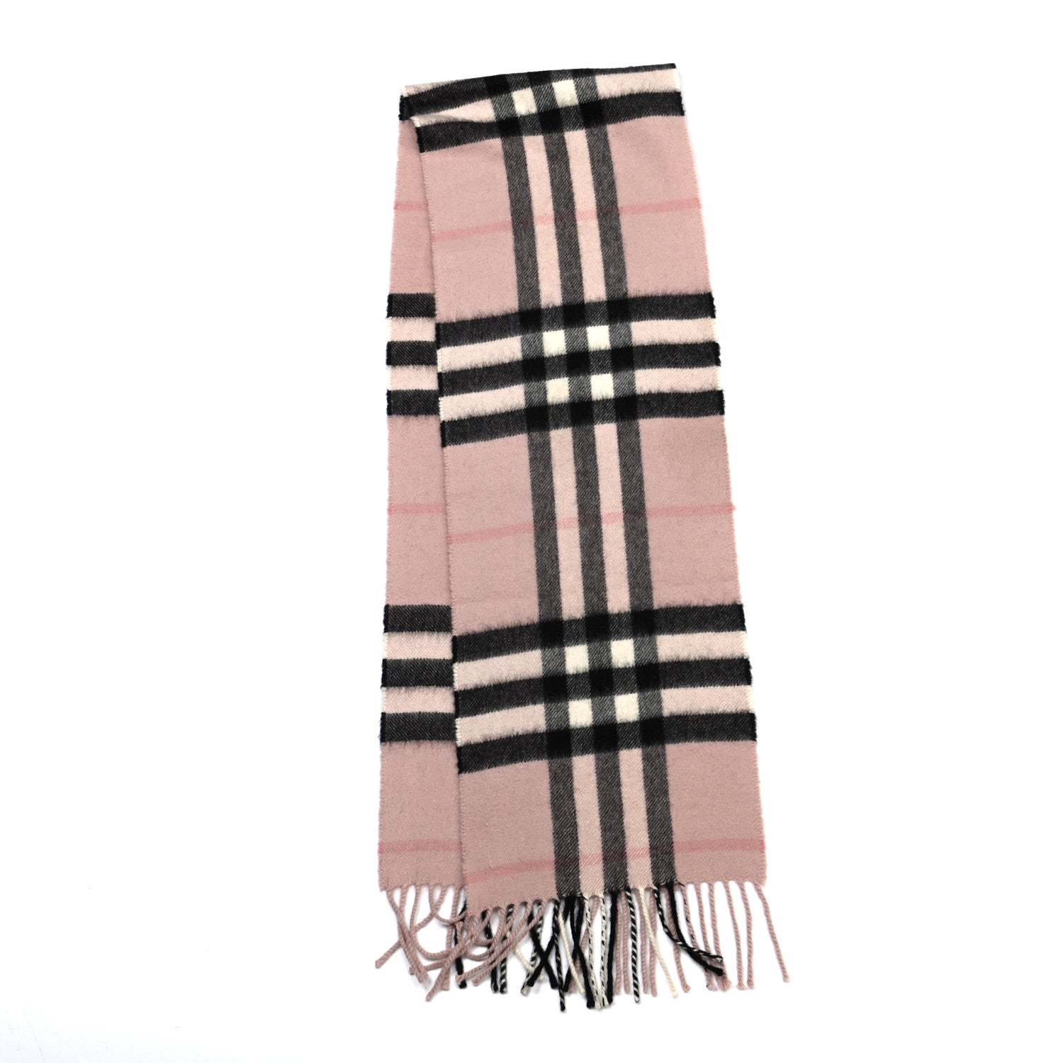 Burberry Cashmere Giant Heritage Check Fringe Scarf Ash Rose 2 of 4