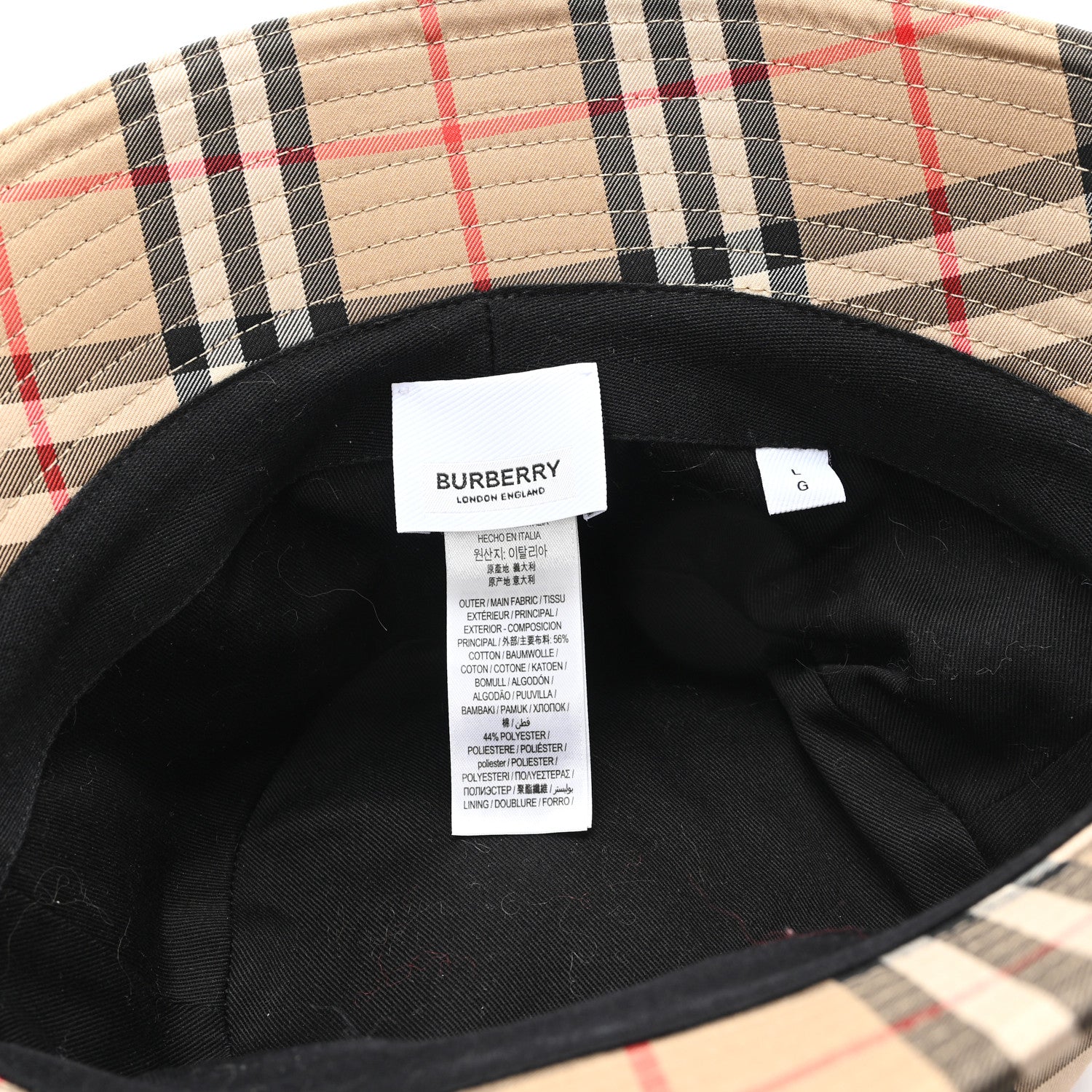 Burberry Technical Cotton Vintage Check Bucket Hat L Archive Beige 8 of 8