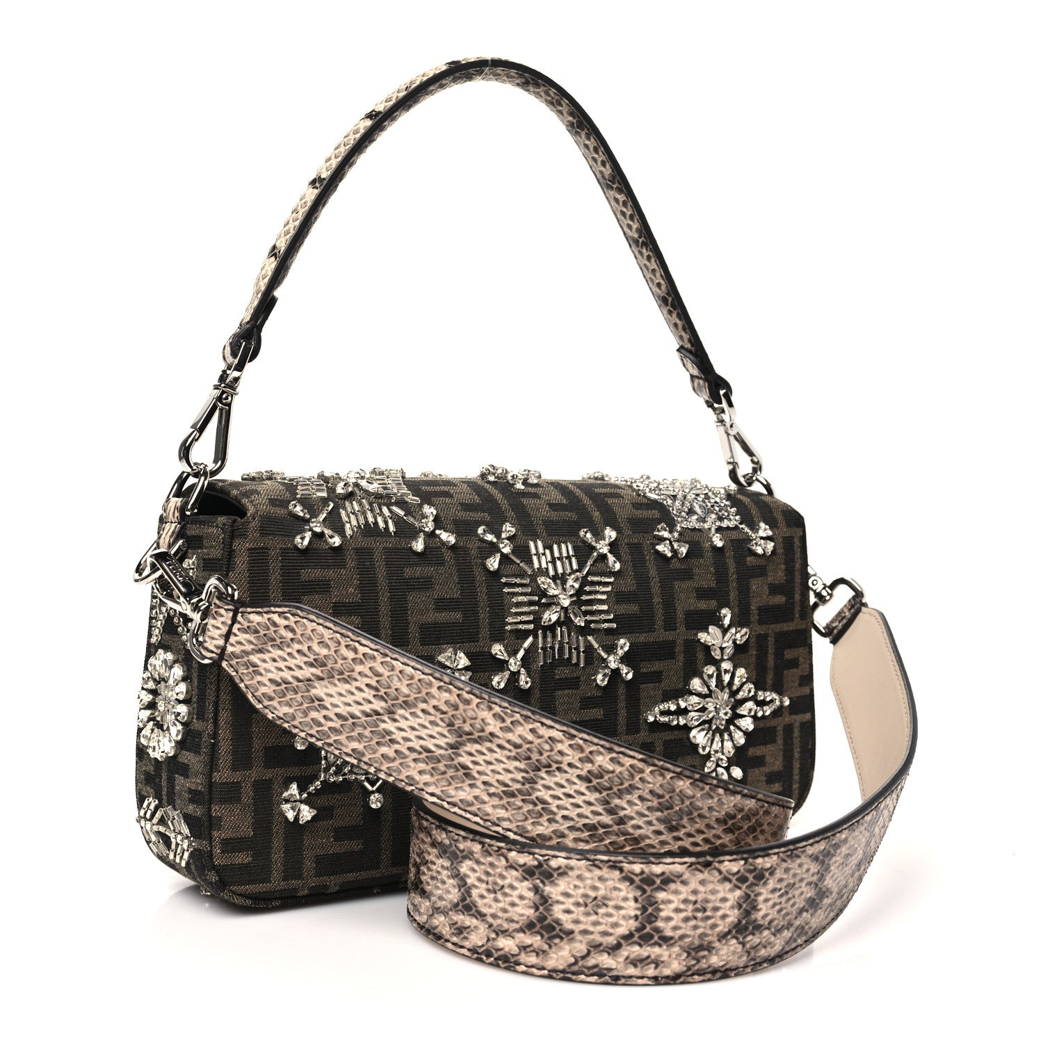 Fendi Re-Edition Elaphe Fabric Jacquard FF 1974 Embroidered Baguette Multicolor 3 of 10