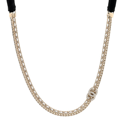 Chanel Metal Lambskin Crystal CC Choker Gold White 1 of 7