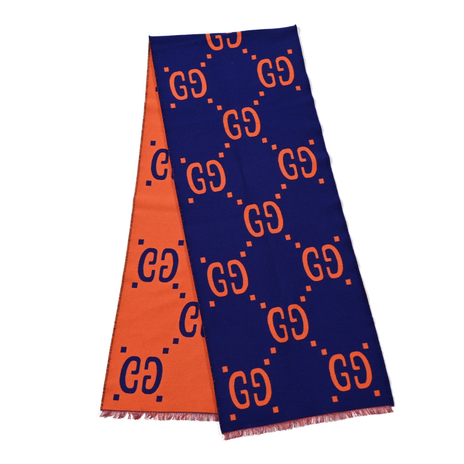 Gucci Silk Wool GG Freedom Monogram Scarf Parma Violet Orange 2 of 4