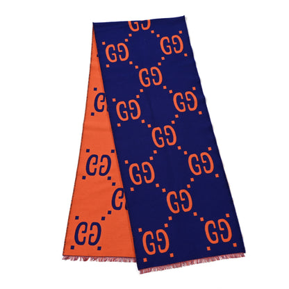 Gucci Silk Wool GG Freedom Monogram Scarf Parma Violet Orange 2 of 4