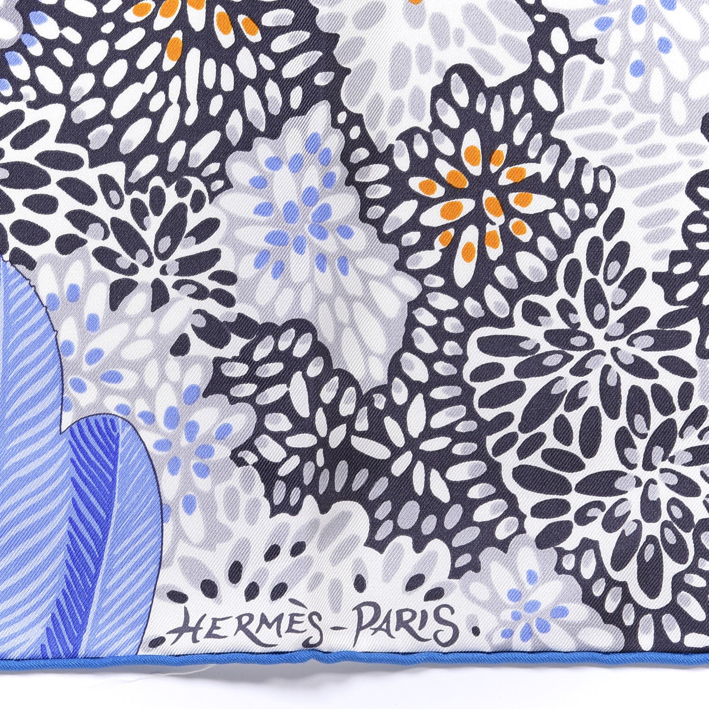 Silk L'Esprit De La Foret Scarf 90 Black Ocre Bleu Lavande