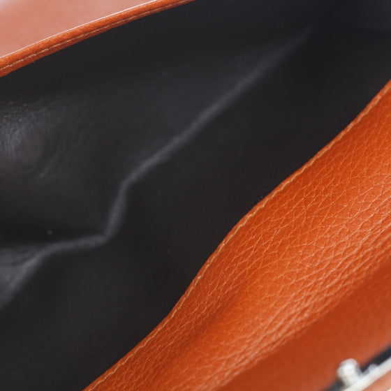 Leather Bamboo Continental Wallet Orange