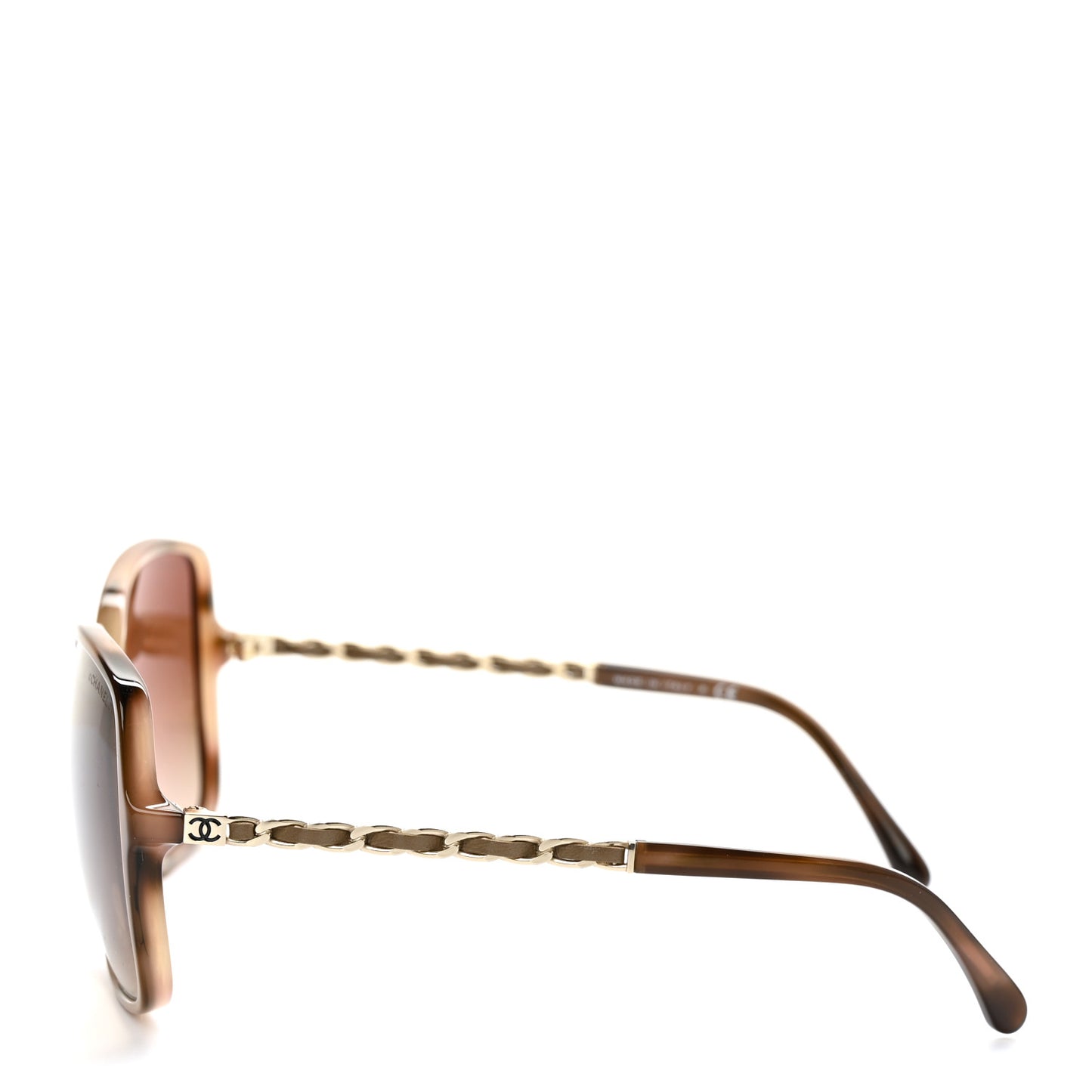 Acetate Metal Lambskin Chain Square Sunglasses 5210-Q Brown