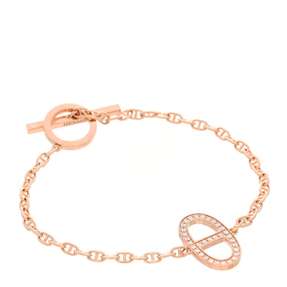 Hermes 18K Rose Gold Diamond Chaine D'Ancre Contour Bracelet XS 1 of 6