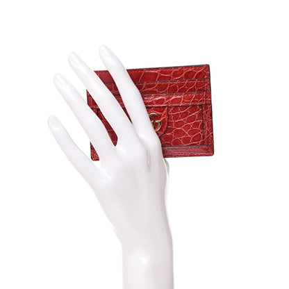 Gucci Crocodile GG Ophidia Card Holder Hibiscus Red 2 of 7