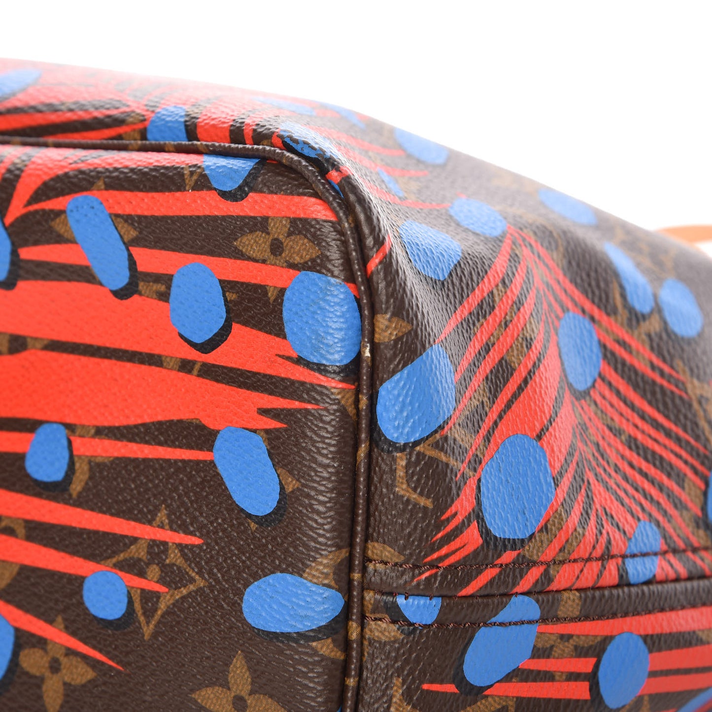 Monogram Jungle Dots Neo Neverfull MM Coquelicot Denim