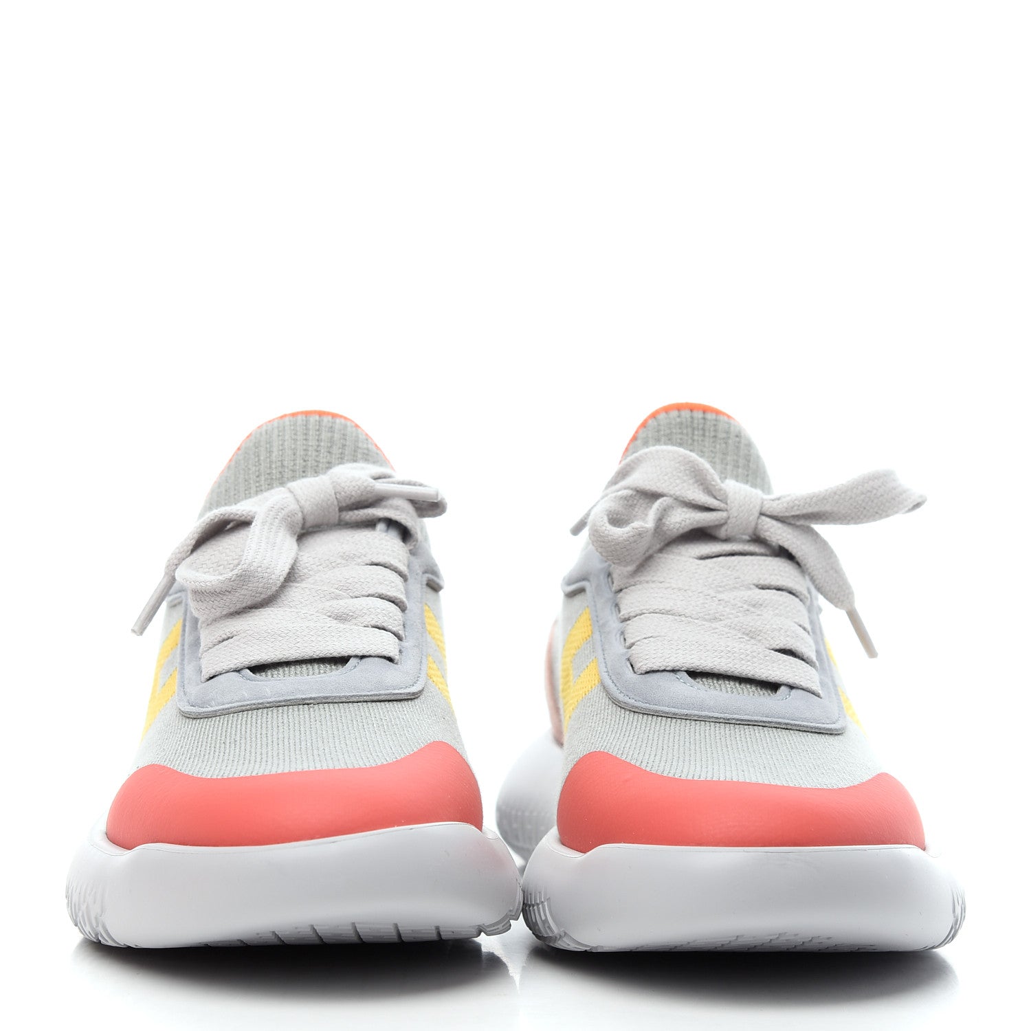 Hermes Knit Suede Goatskin Womens Crew Sneakers 36.5 Multicolor Gris Orange 2 of 8