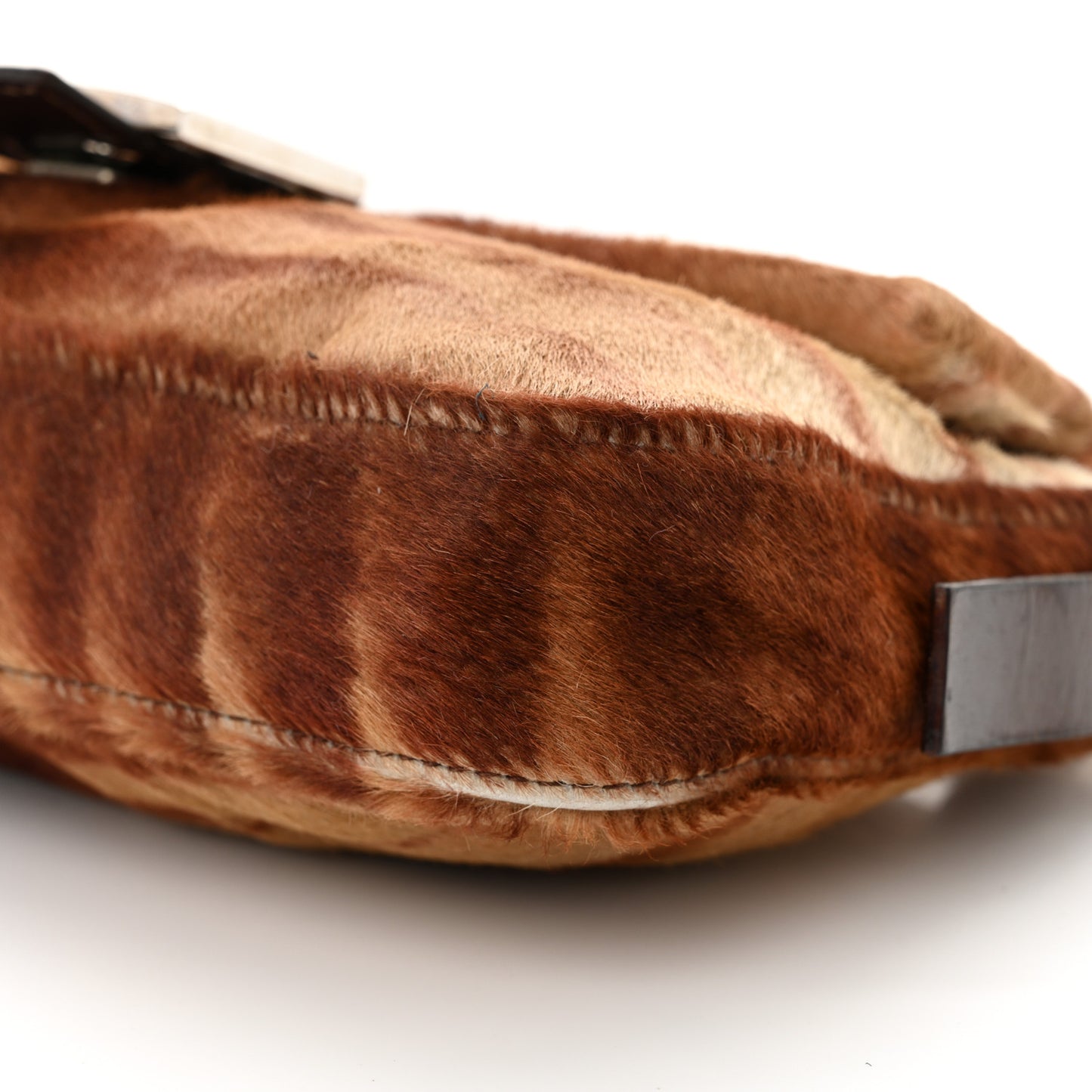 Calf Hair Zebra Print Baguette Brown