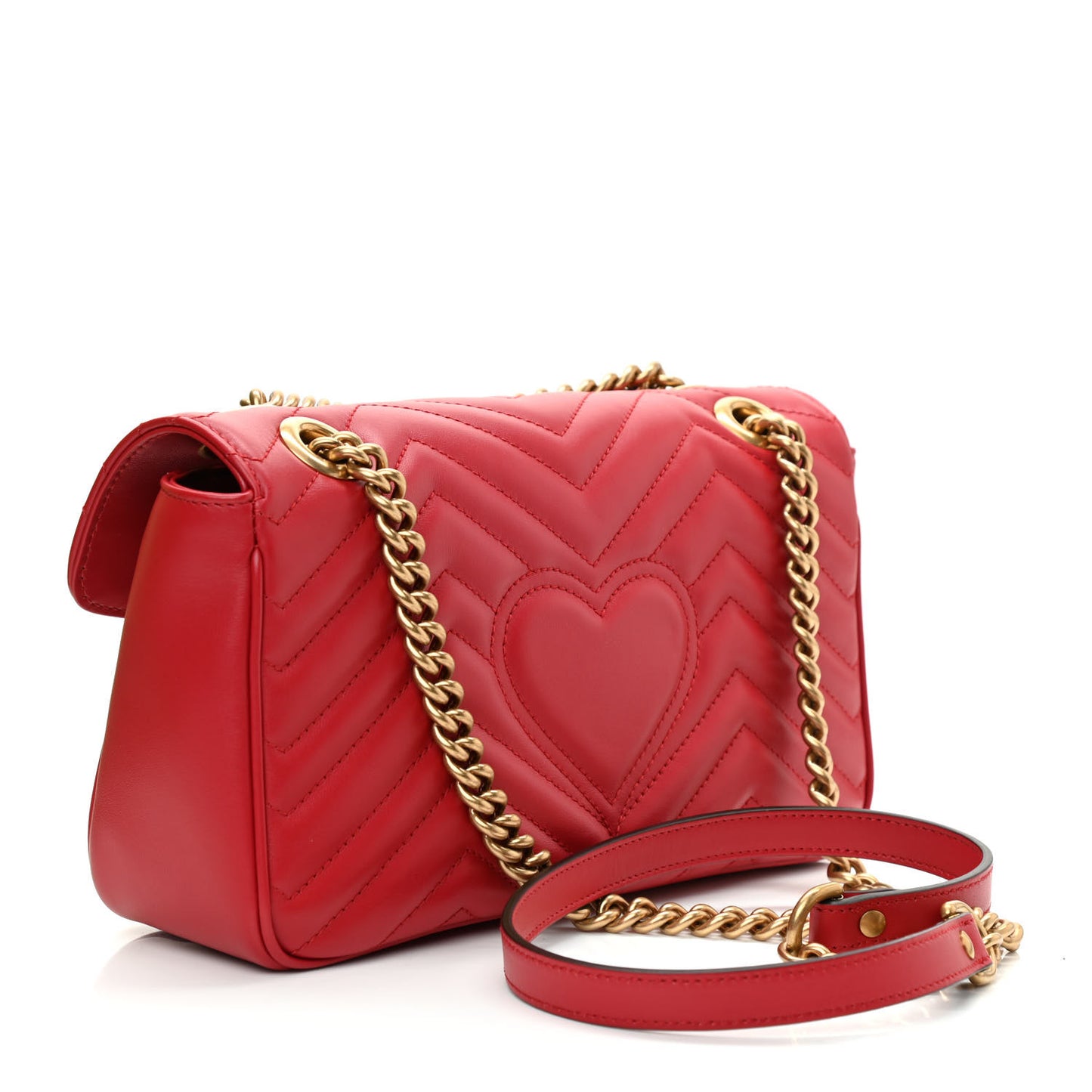 Calfskin Matelasse Small GG Marmont Shoulder Bag Hibiscus Red