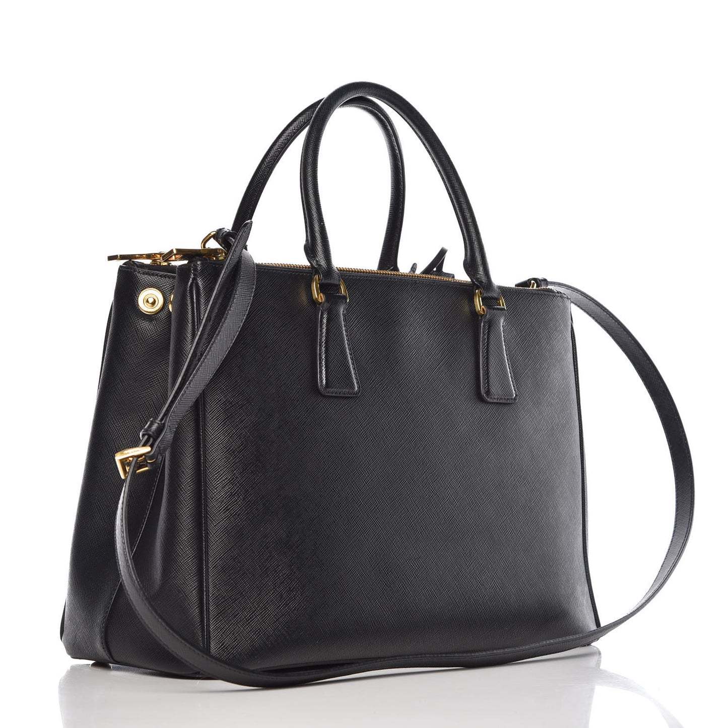 Saffiano Medium Galleria Double Zip Tote Black