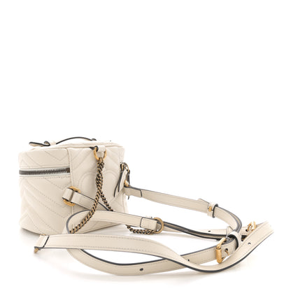 Gucci Calfskin Matelasse Mini GG Marmont Round Backpack White 2 of 10