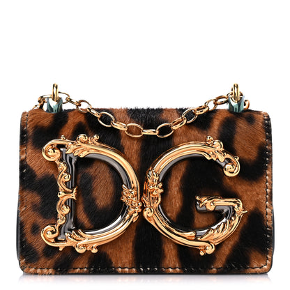 Dolce & Gabbana Pony Hair Leopard Print Micro DG Girls Shoulder Bag 1 of 8