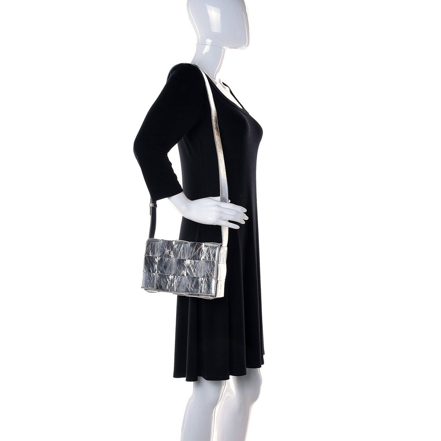 Metallic Lambskin Maxi Intrecciato Cassette Crossbody Bag Silver