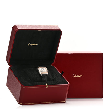 Cartier Stainless Steel 18K Pink Gold Alligator 27.5mm Santos Dumont Quartz Watch 5 of 5