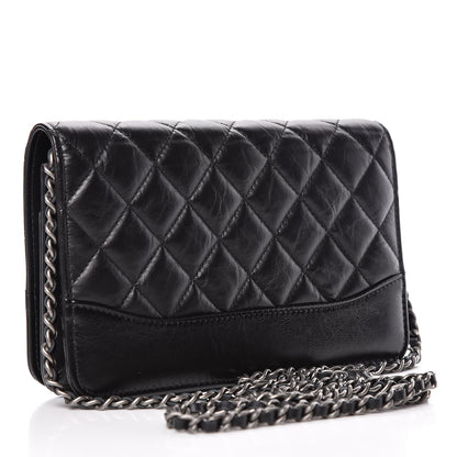Chanel Aged Calfskin Quilted Gabrielle Wallet On Chain WOC Black 3 of 15