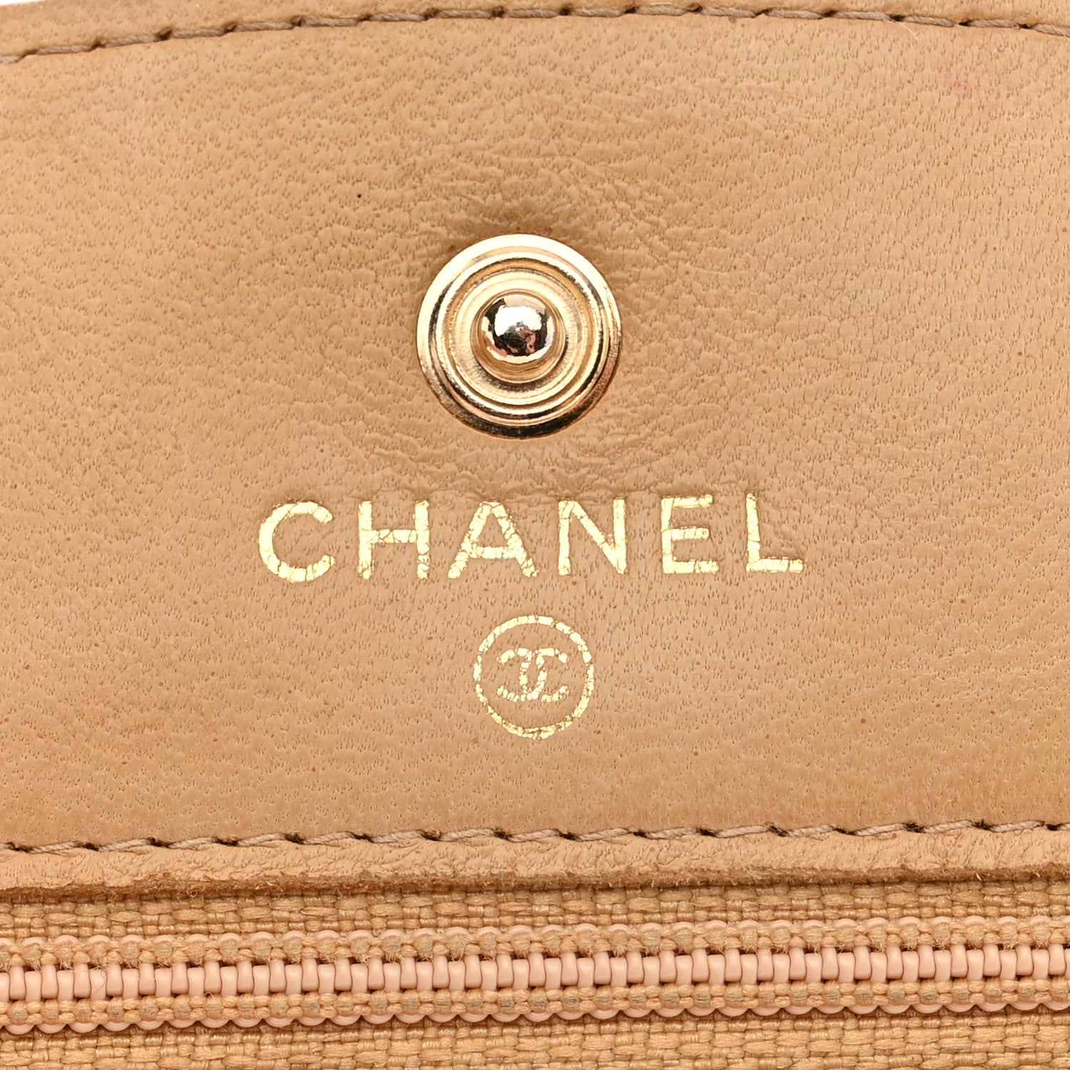 Chanel Caviar Timeless CC Wallet on Chain WOC Beige 6 of 14