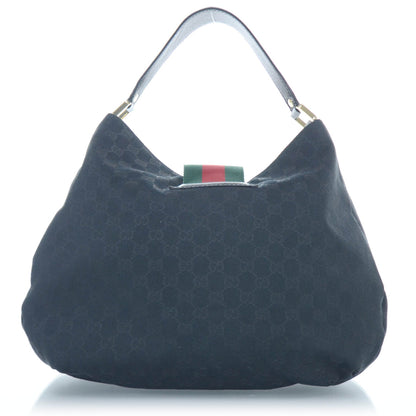 Gucci Monogram Ladies Web Large Hobo Black 3 of 12