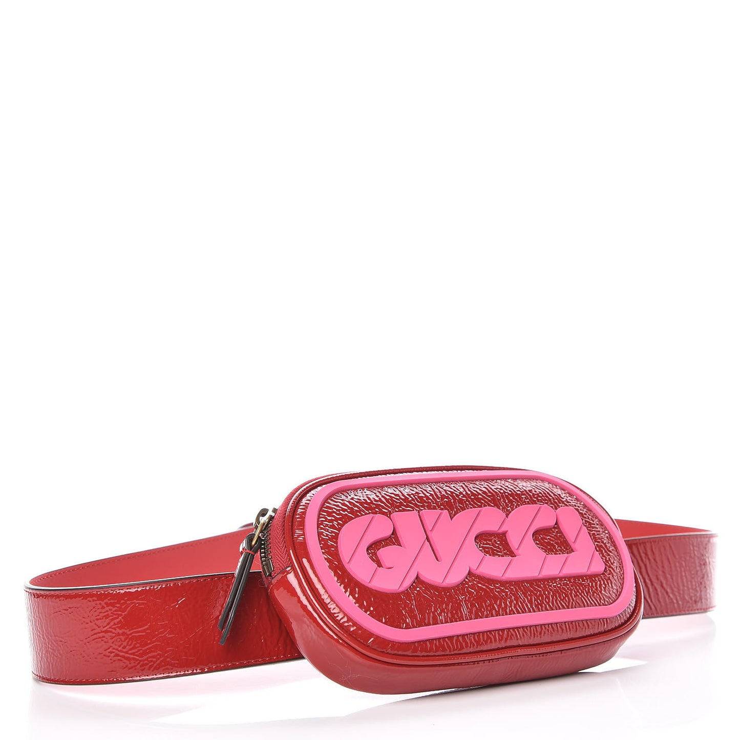 Patent Rubber Game Patch Logo Belt Bag 95 38 Hibiscus Red